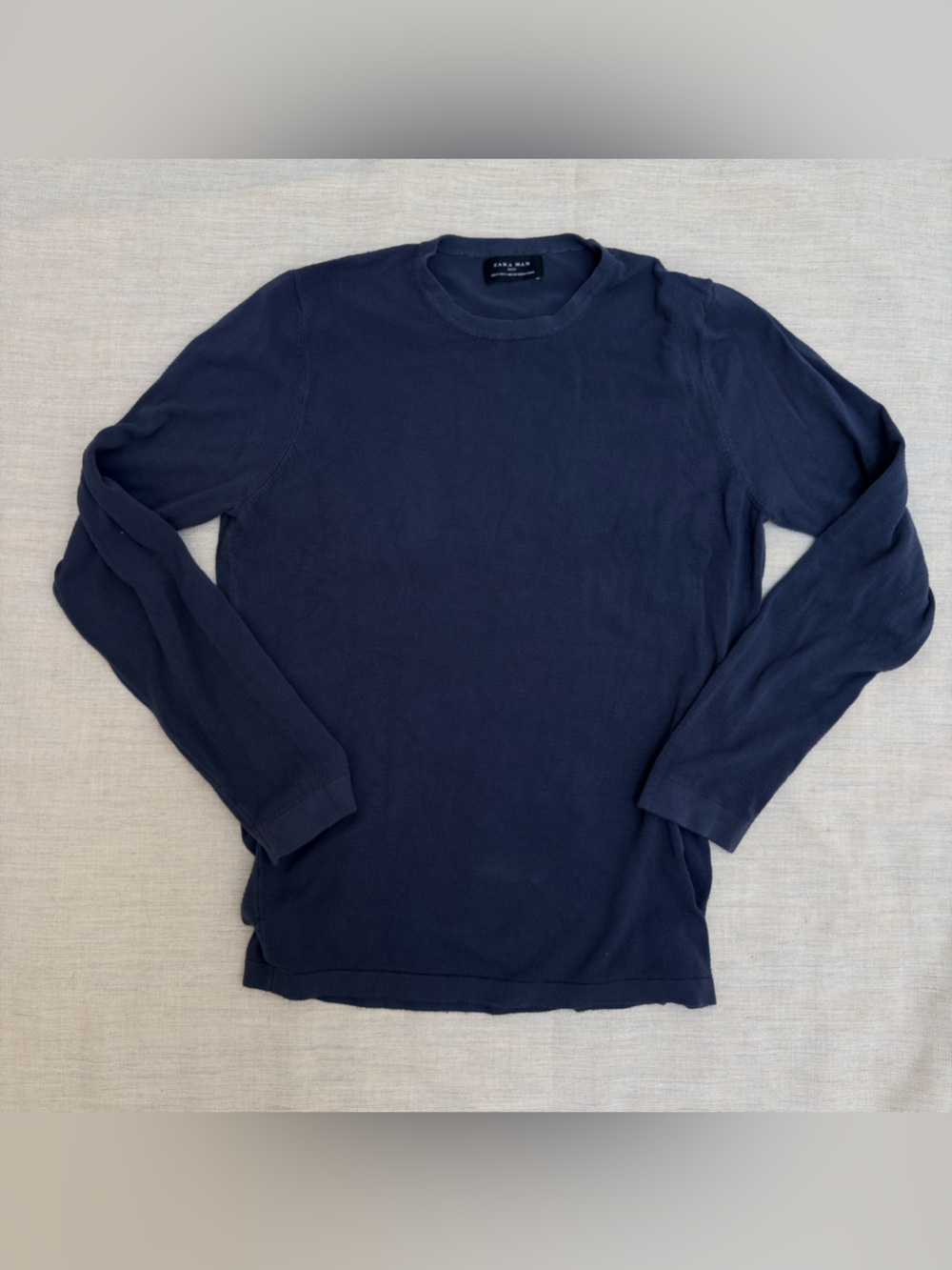 Zara Man slate blue fine knit crewneck longsleeve